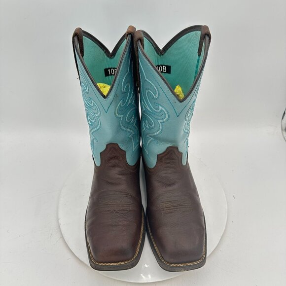 Ariat Fatbaby Women Sz 10B Brown Teal Leather Pull On Composite Toe Cowboy Boot - Picture 3 of 13